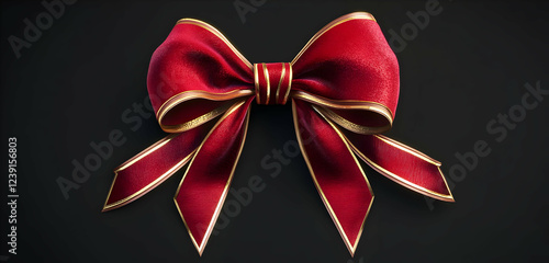A vibrant red ribbon paired with an elegant golden bow, isolated with a transparent backdrop for a festive feel.