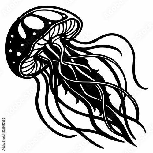 Jellyfish mascot logo vector silhouette  photo