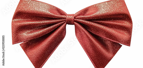 A vivid red bow ribbon isolated against a transparent or white background, perfect for wrapping gifts and adding a festive touch.