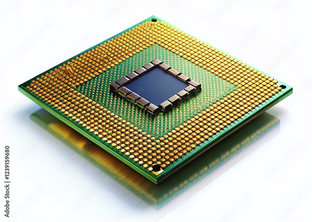 Panoramic View of a Modern CPU Mockup Isolated on White Background Panoramic View of a Modern CPU Mockup Isolated on White Background