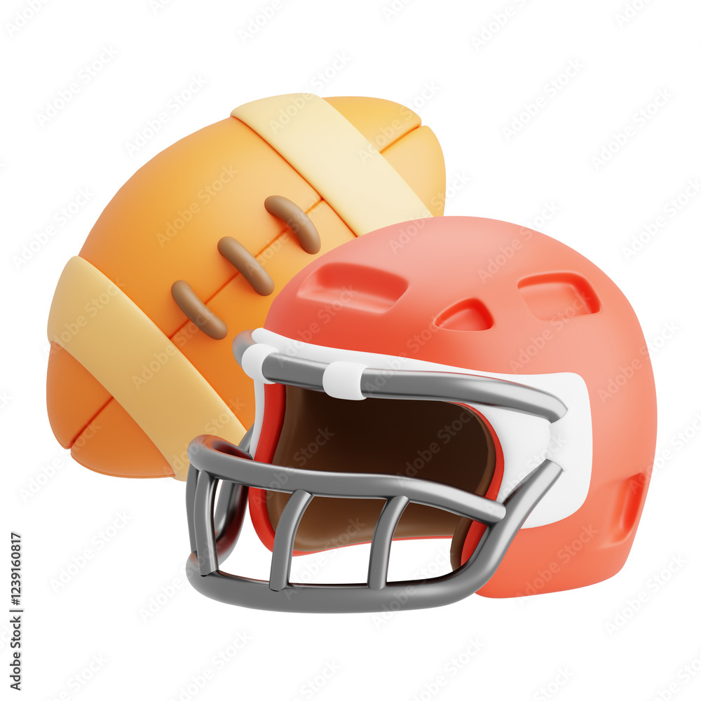 Fototapeta premium American football helmet and ball 3D icon