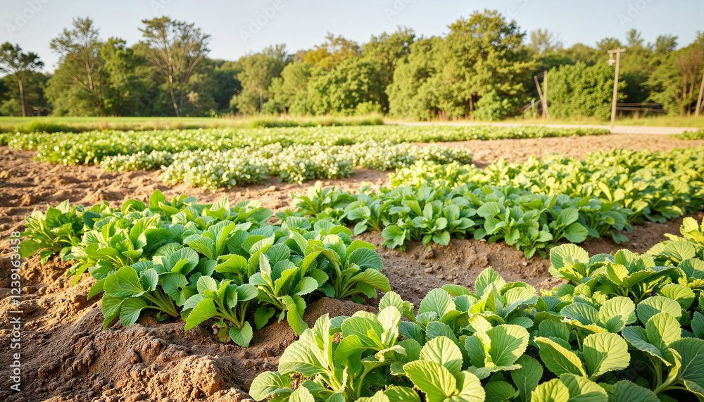 Sustainable farming practices showcasing healthy crops in green fields Sustainable farming practices showcasing healthy crops in green fields