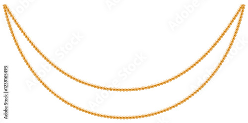 Layered Gold Chain Necklace On White Background, Unique Fine Jewelry Vector Illustration.	