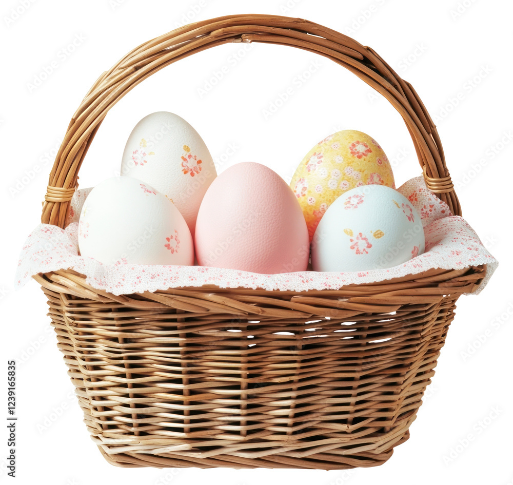 Naklejka premium PNG Easter eggs basket celebration decorative decoration.