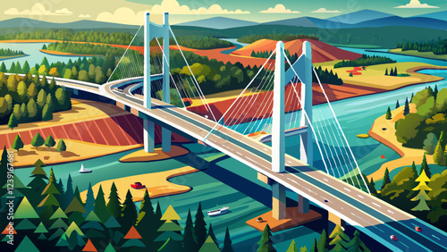 Aerial View of Penobscot Narrows Bridge, Maine - Stunning Drone Photography