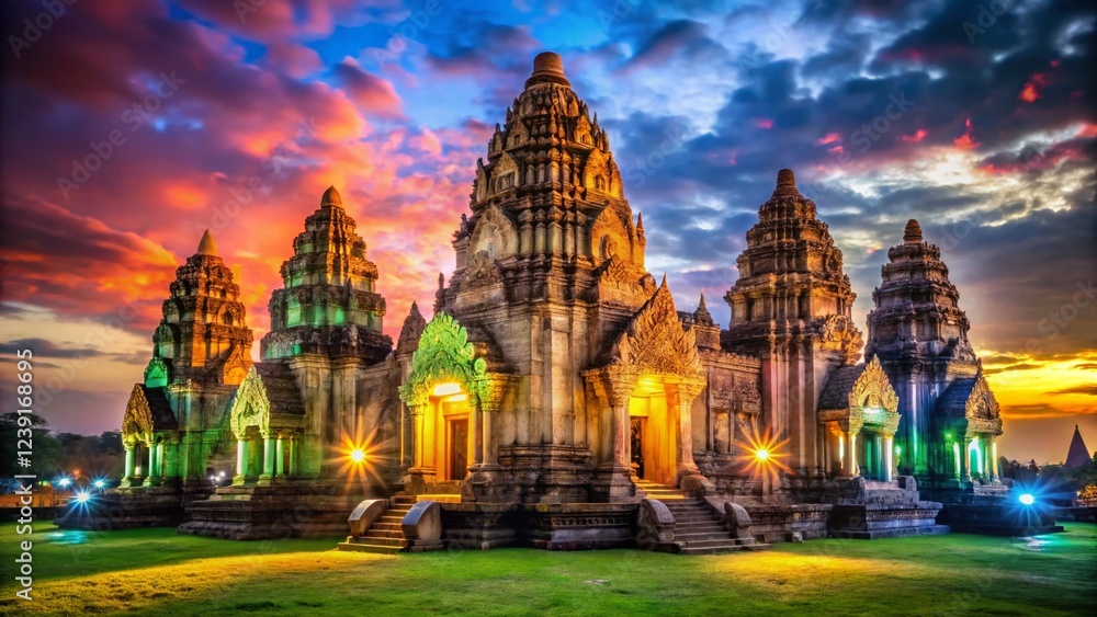 Naklejka premium Prang Sam Yot: An Ancient Hindu Shrine Converted to a Buddhist Temple in Lopburi, Thailand