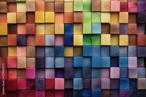 Multi Color Spectrum Wooden Blocks - Bold and Colorful Background for Creative Concepts with Diversity and Space