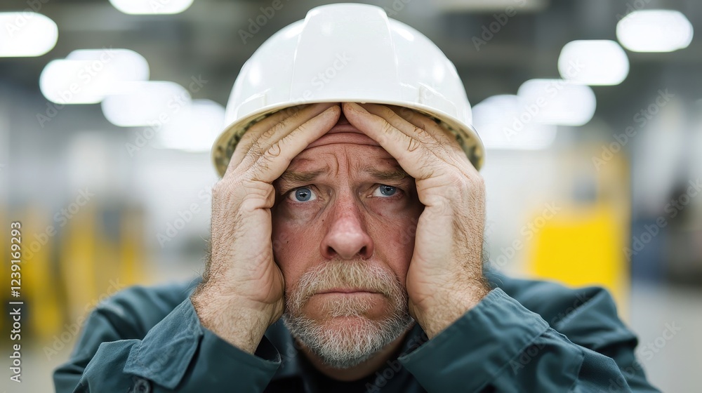 Worker Expressing Concern Amid Company Bankruptcy Announcement in Industrial Setting