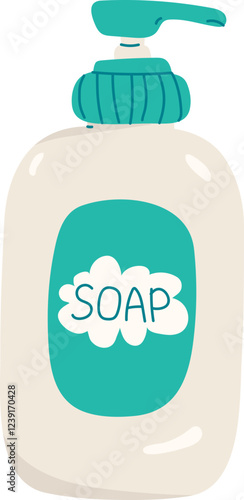 Hand drawing Illustration liquid soap bottle