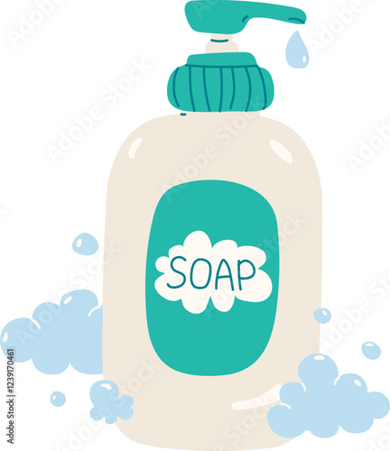 Hand drawing Illustration liquid soap bottle