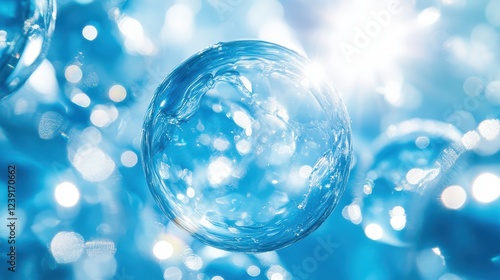 Wallpaper Mural Close-Up of a Water Balloon Filled with Bright Blue Water, with Sunlight Shining Through Its Translucent Surface Torontodigital.ca