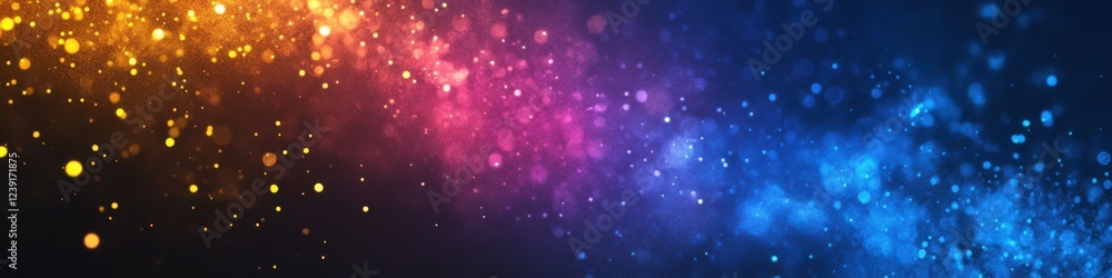 Vibrant abstract background with multicolor bokeh and glitter in blue, pink, and yellow Vibrant abstract background with multicolor bokeh and glitter in blue, pink, and yellow
