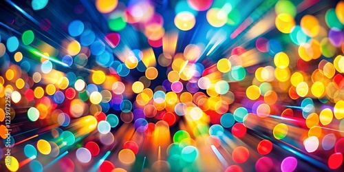 Abstract Bokeh Burst of Colorful Lights with Dynamic Lines and Depth