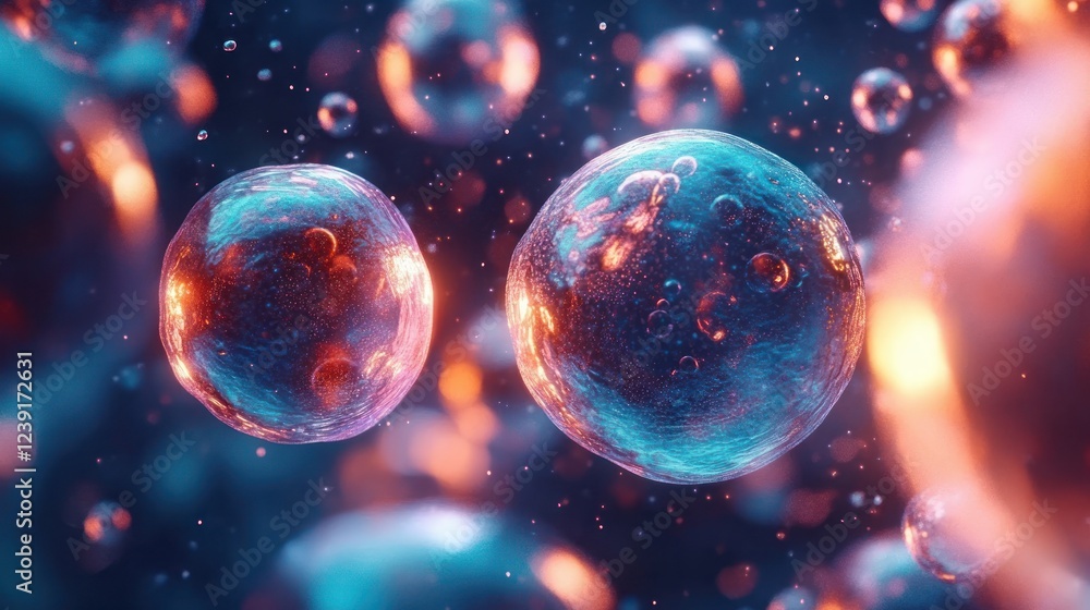 Close-up of Human Cells Dividing in Vibrant Microscopic Detail Close-up of Human Cells Dividing in Vibrant Microscopic Detail