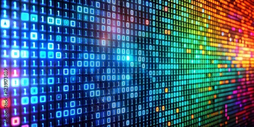 Wallpaper Mural Binary Code in a Rainbow of Colors - Digital Abstract Art Torontodigital.ca
