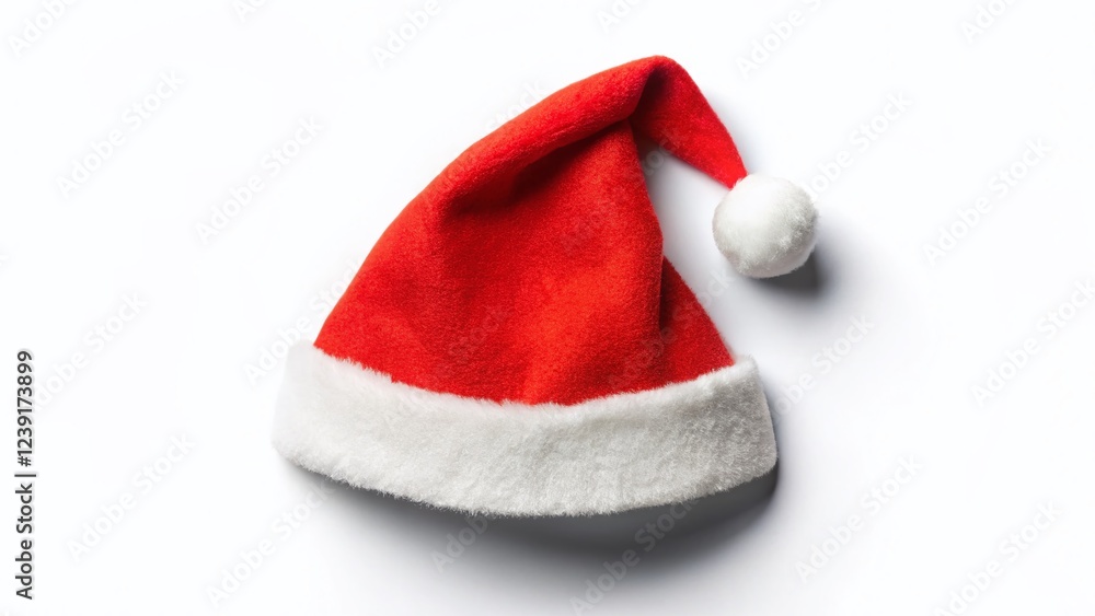 Red Santa Claus Hat Paper Cut Style Isolated On White Background For Christmas Decoration Red Santa Claus Hat Paper Cut Style Isolated On White Background For Christmas Decoration
