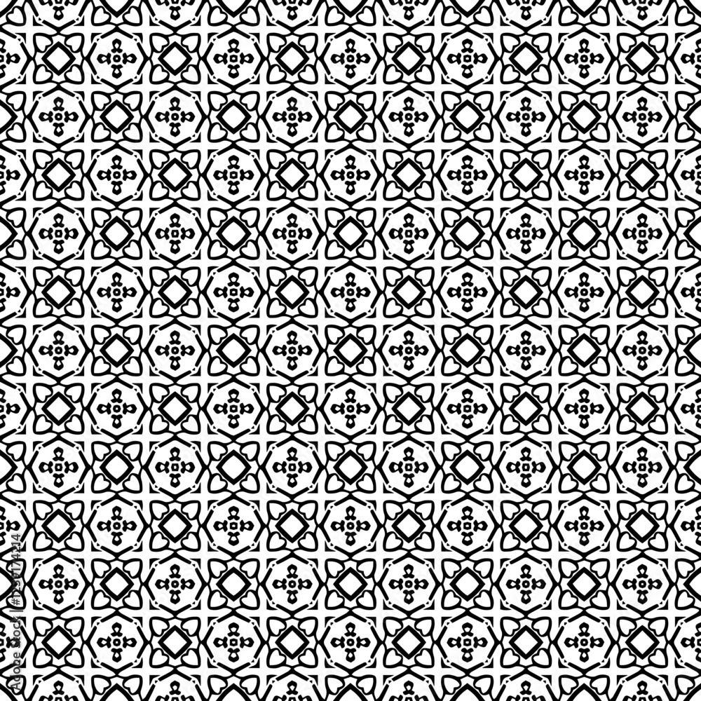 Black and white seamless abstract pattern. Background and backdrop. Grayscale ornamental design. Black and white seamless abstract pattern. Background and backdrop. Grayscale ornamental design.