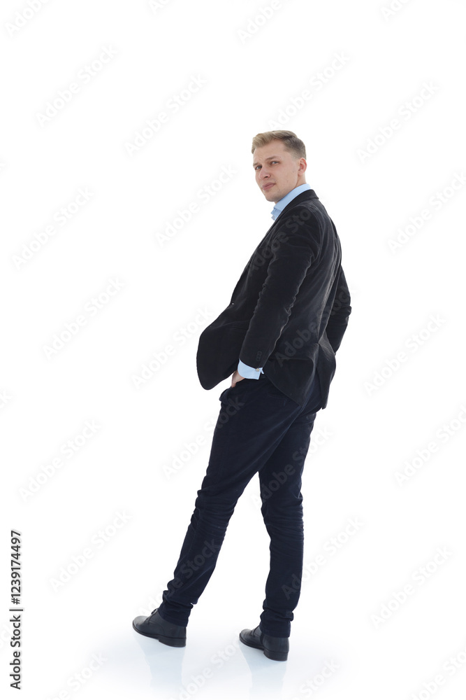 rear view. young man looking intently at the camera . rear view. young man looking intently at the camera .