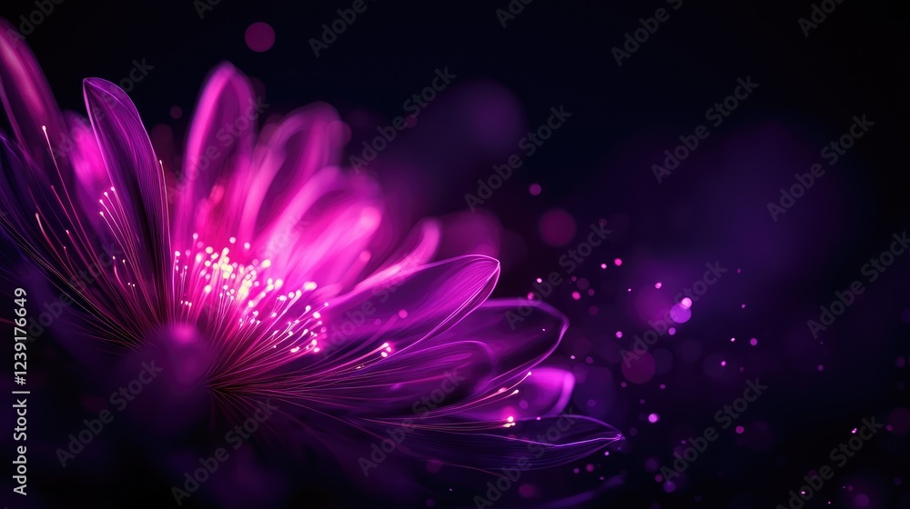 Obraz premium Vibrant Purple Flower Petals with Sparkles Against Dark Background
