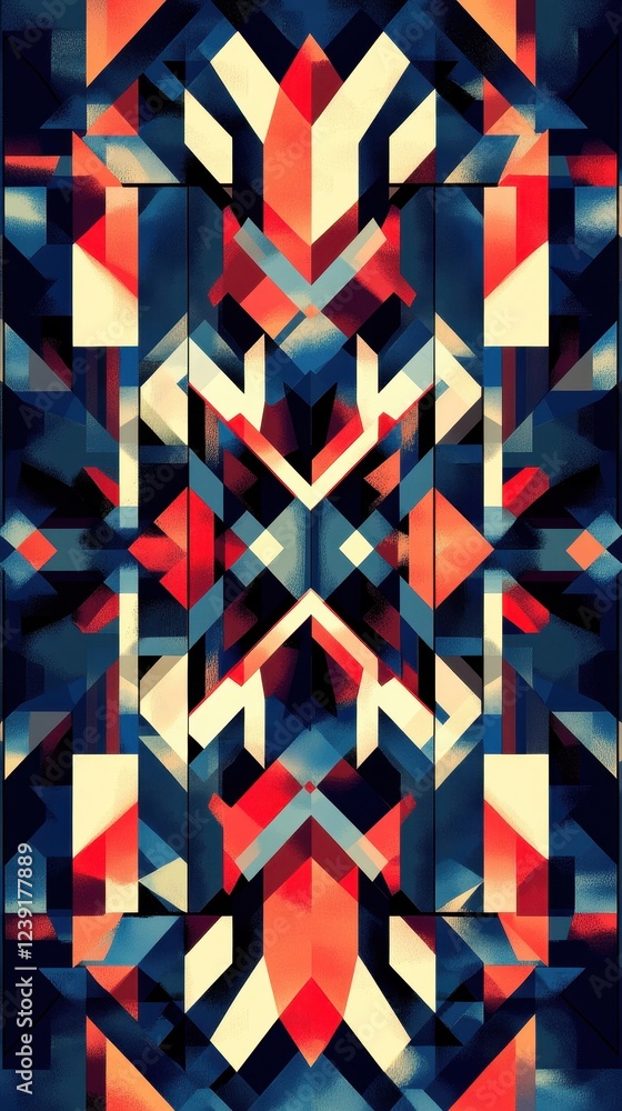 Abstract Geometric Art Red Blue White Pattern Abstract Geometric Art Red Blue White Pattern