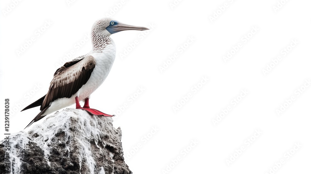 Blue-footed booby perched on rock, Galapagos Islands, wildlife photography, nature background Blue-footed booby perched on rock, Galapagos Islands, wildlife photography, nature background