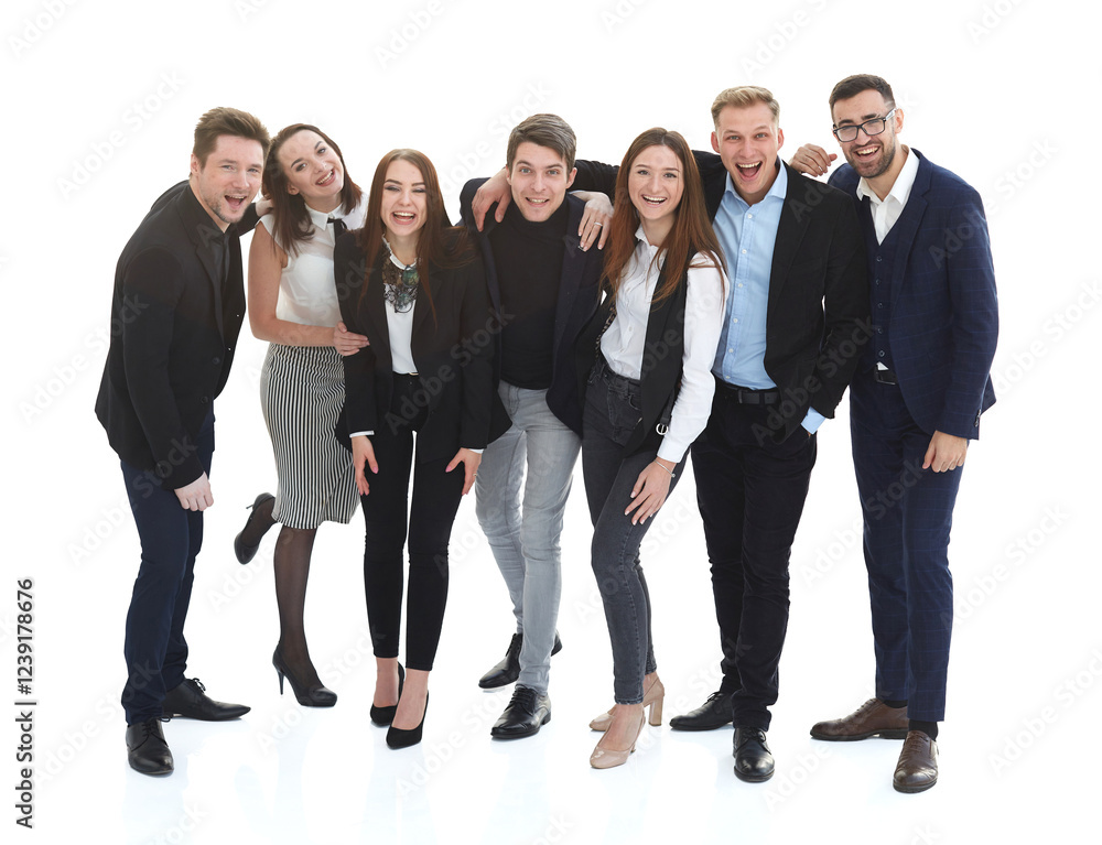 Obraz premium in full growth. group of diverse young people standing together.