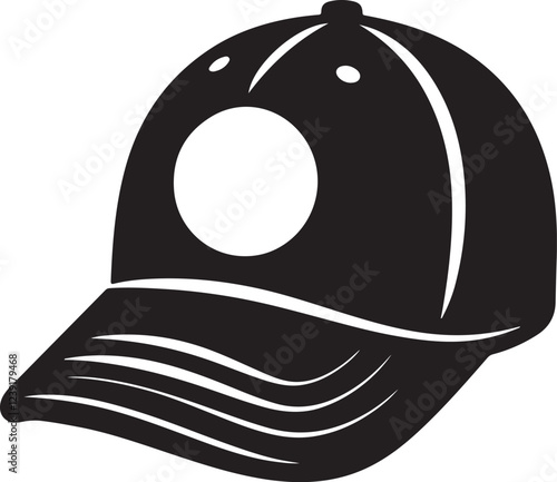 Silhouette vector of a cap with a visible front panel. Stylish headwear icon for fashion, branding, sports apparel, promotional merchandise, and casual wear.