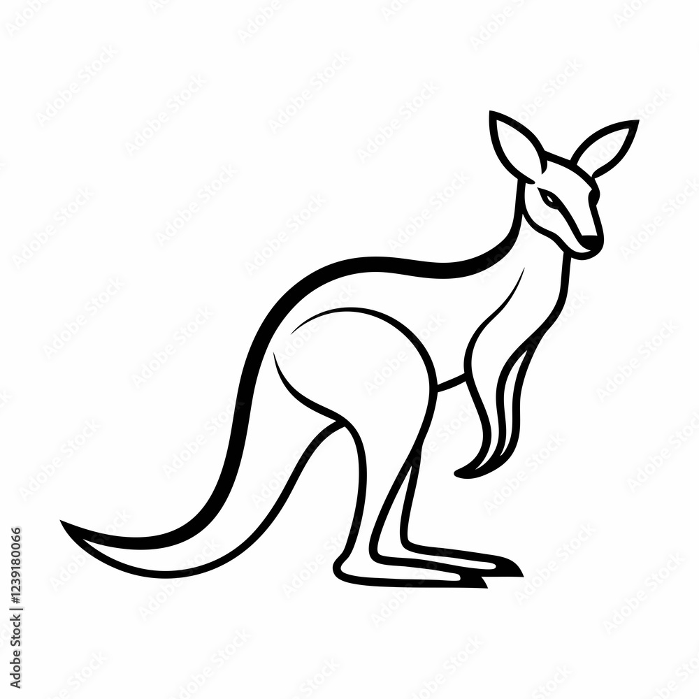 Simple a Kangaroo line art vector design white background Simple a Kangaroo line art vector design white background