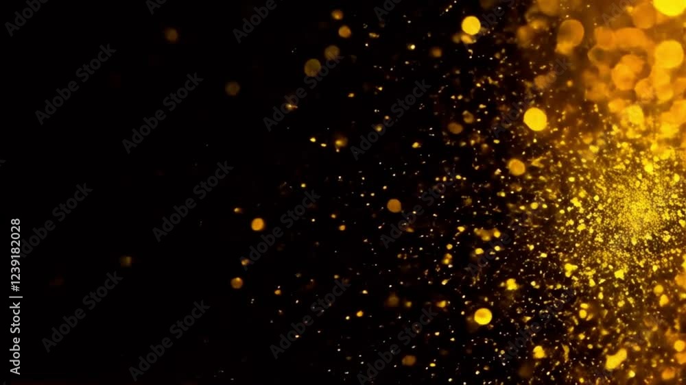 festive gold highlights and gold sparkles on black background animated, Generative AI, holiday video festive gold highlights and gold sparkles on black background animated, Generative AI, holiday video