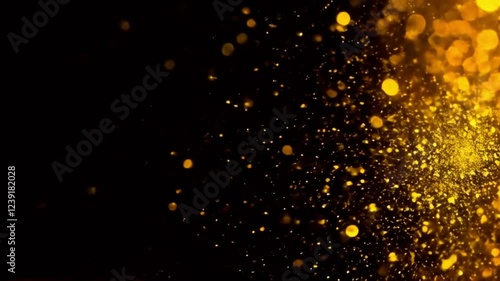 festive gold highlights and gold sparkles on black background animated, Generative AI, holiday video 
