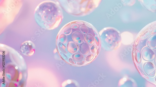 Wallpaper Mural futuristic pink bubble forms suspended in soft pastel haze showing hollow textures relaxing backdrop copyspace concept of biotech medical and research Torontodigital.ca