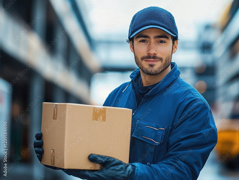 Logistics Delivery Staff Trust Service Support Reliability Peaceful Young Man Smiling Logistics Delivery Staff Trust Service Support Reliability Peaceful Young Man Smiling
