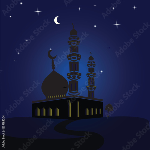 Sacred Silhouettes: Small Mosque Vectors for Elegant Designs