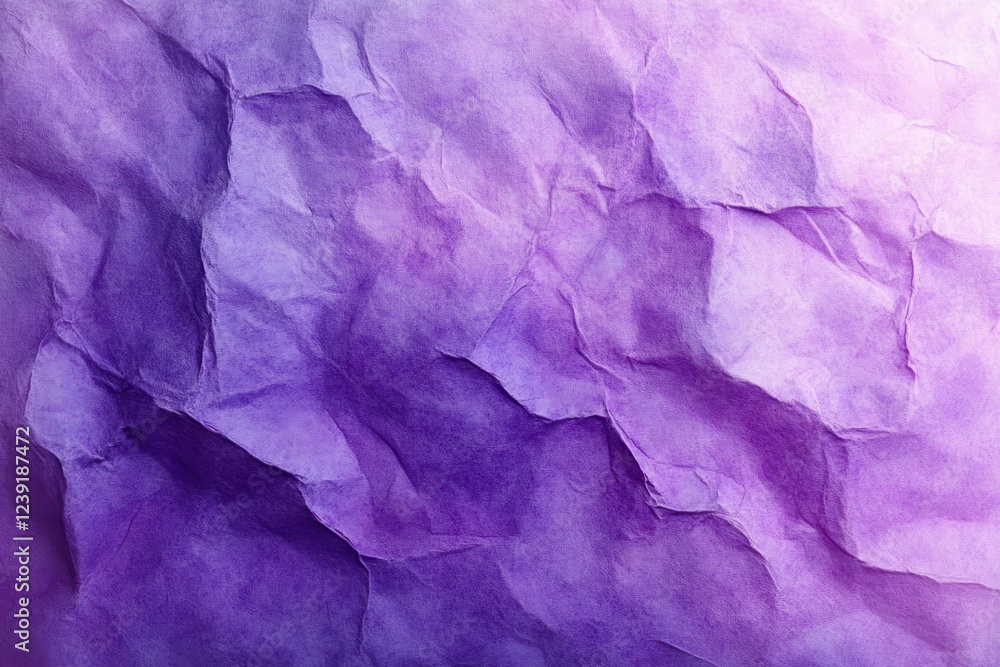 Fototapeta premium Purple Crumpled Paper Texture Background with White Grunge Border