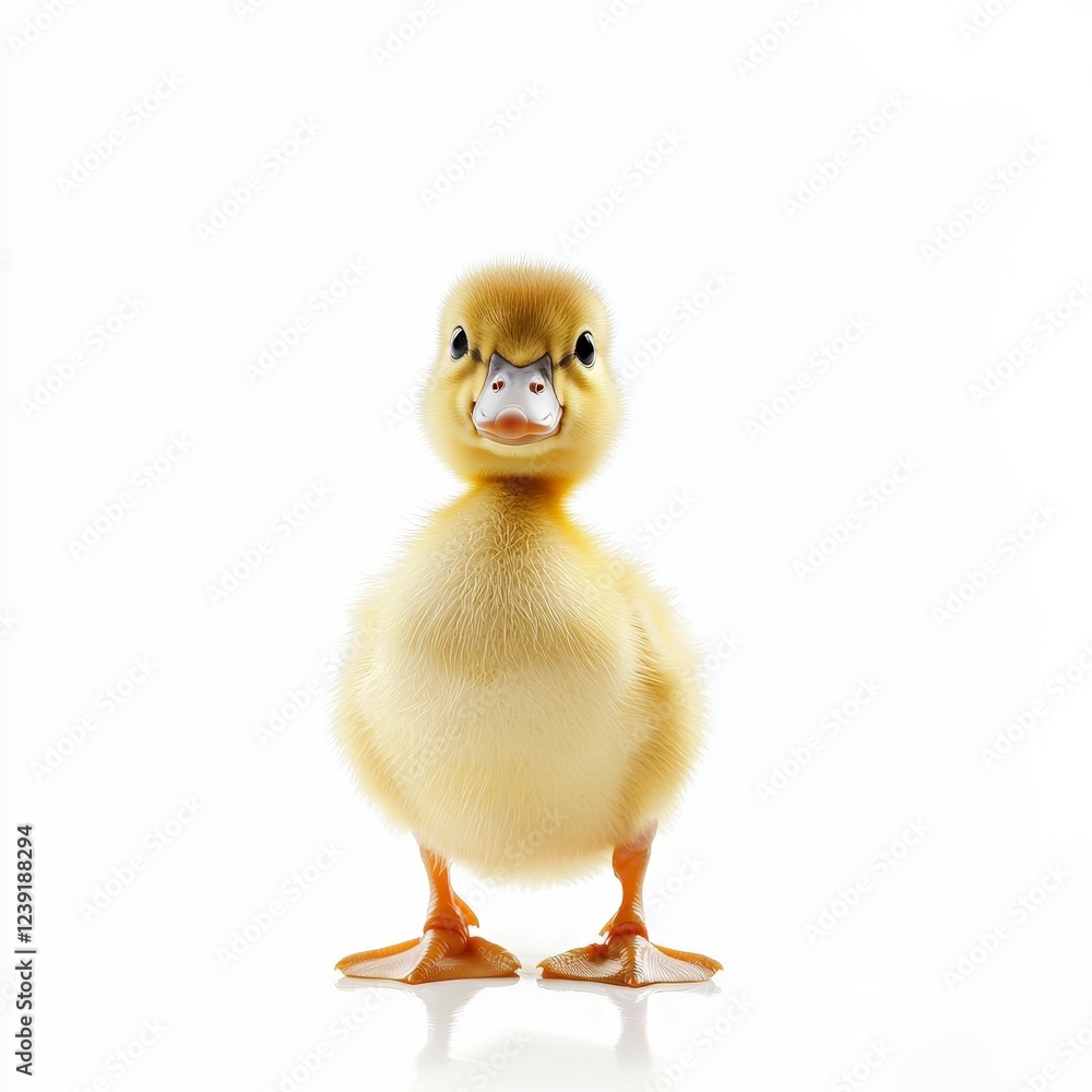 Cute Yellow Duckling Portrait on White Background with Charm Cute Yellow Duckling Portrait on White Background with Charm