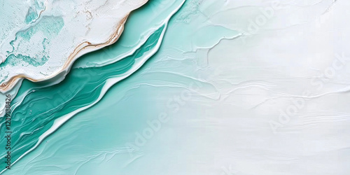 Wallpaper Mural Abstract Teal and White Fluid Art with Gold Accents Torontodigital.ca