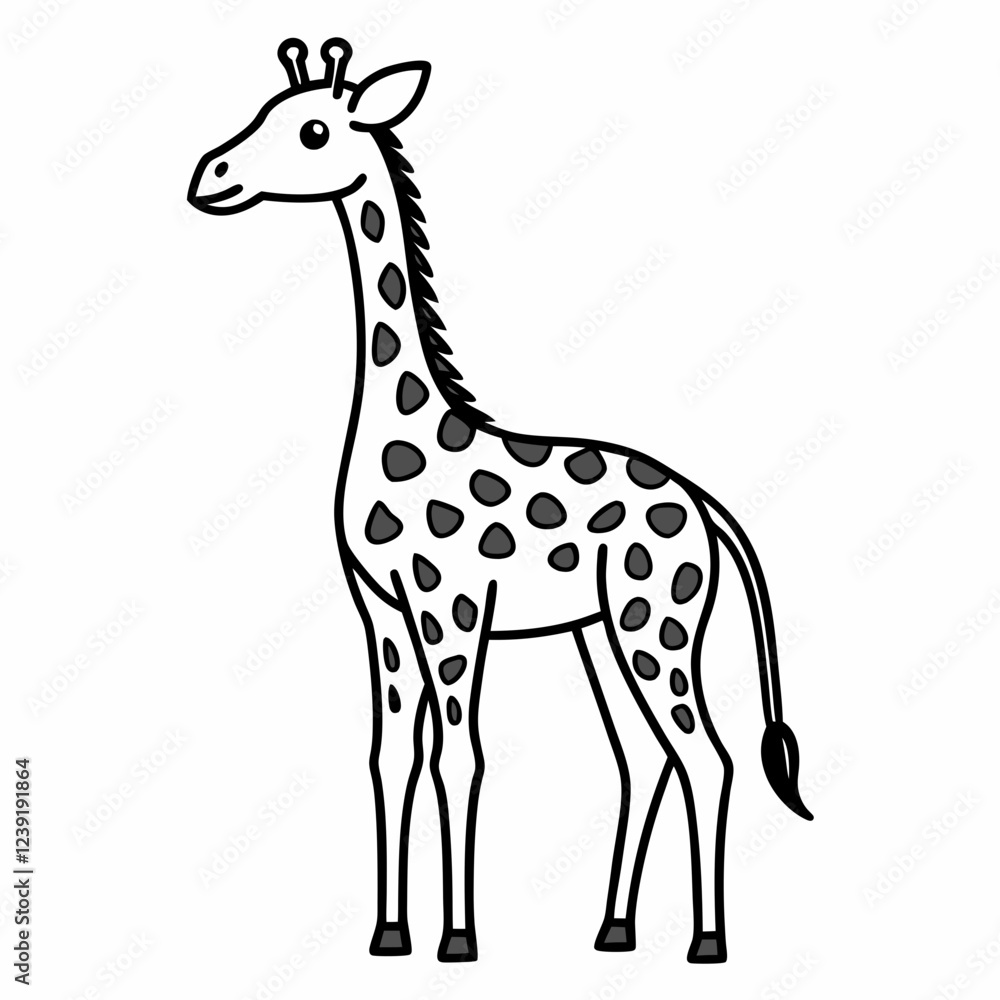 Simple a Giraffe line art vector design white background Simple a Giraffe line art vector design white background