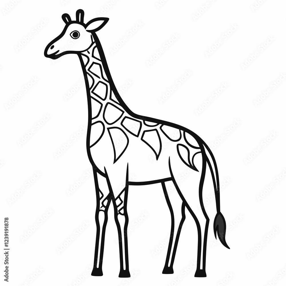 Obraz premium Simple a Giraffe line art vector design white background
