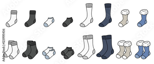 Cartoon Socks with Crew, Knee High, Ankle and Cozy Clipart Set