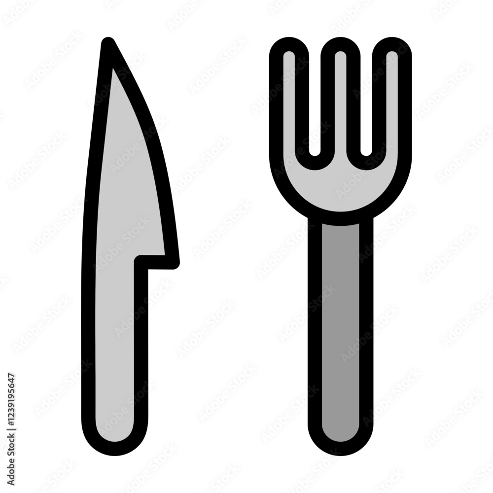 Fototapeta premium Cutlery (Fork and Knife) Vector Filled Icon Design