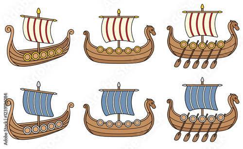 Cartoon Viking Ship or Boat Clipart on a Transparent Background