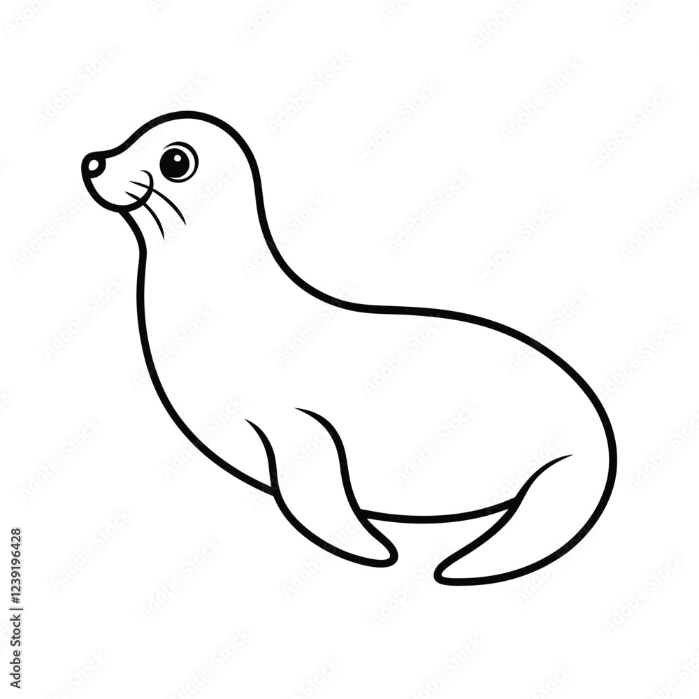 Seal Art Vector Illustration and Seal Outline Drawing Vector Design Seal Art Vector Illustration and Seal Outline Drawing Vector Design
