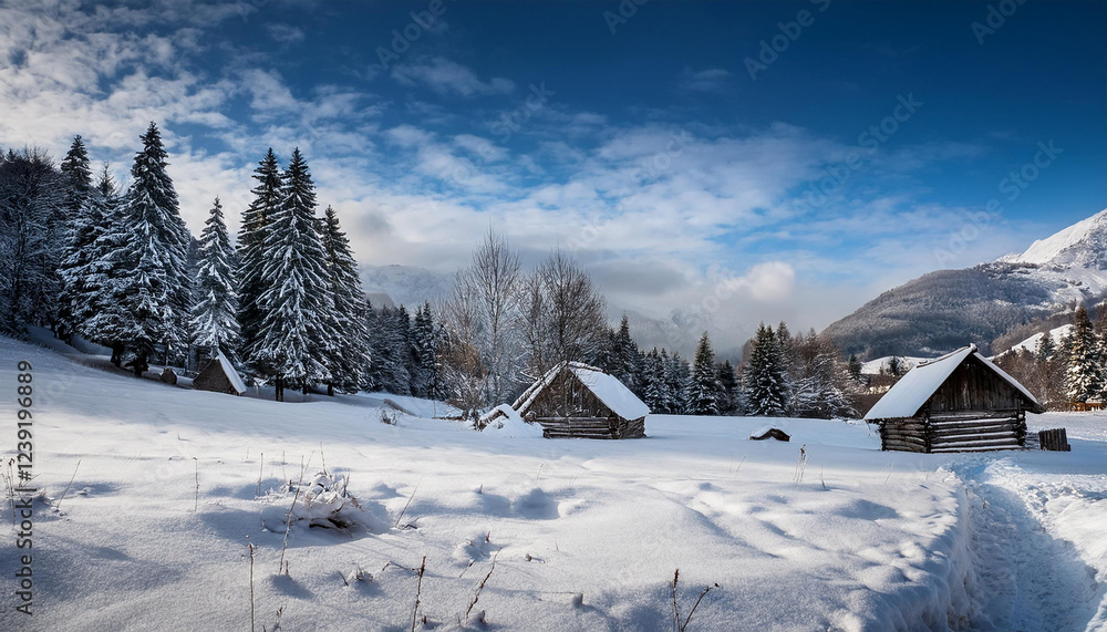 Fototapeta premium winter snow landscape remoted on heritage