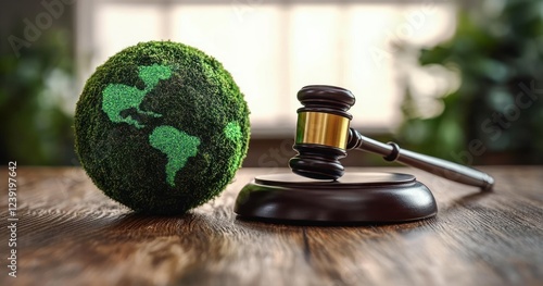 Environmental Law Gavel and Green Globe Sustainability Justice Eco-Friendly Legislation photo