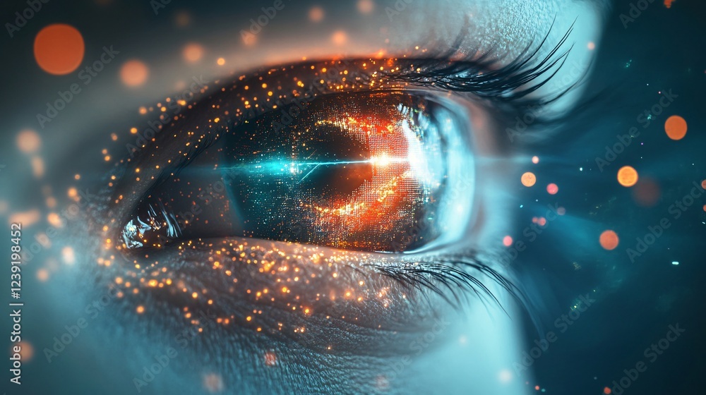 A close-up of an eye with vibrant, sparkly effects, suggesting a blend of technology and human perception, evoking a sense of wonder. A close-up of an eye with vibrant, sparkly effects, suggesting a blend of technology and human perception, evoking a sense of wonder.