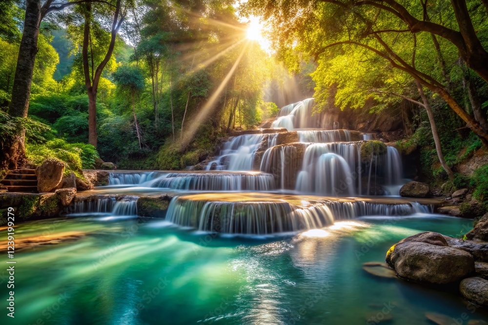 Obraz premium Seven Secret Pools: Cascading Waterfalls in Lush Jungle Paradise