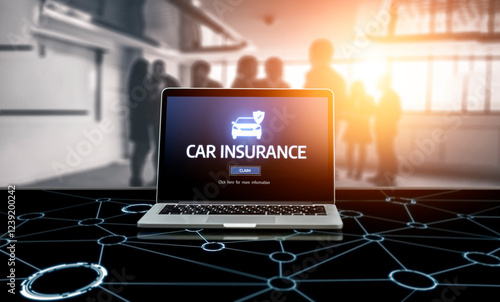 Foto car insurance online website on computer screen for insure your car damage snugl