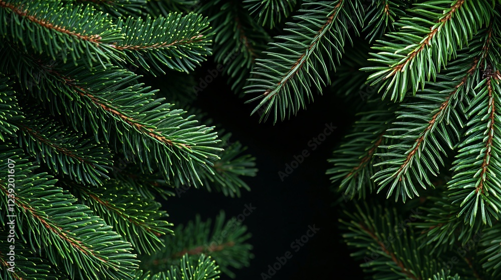Evergreen branches frame black background; holiday card design Evergreen branches frame black background; holiday card design