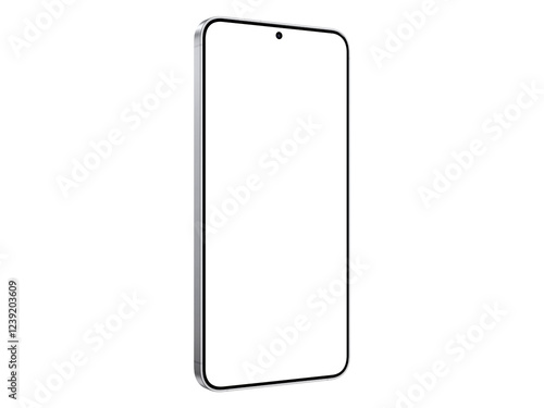 Photo of smartphone similar to android device without background. Silver shadow color. Template for mockup
 photo