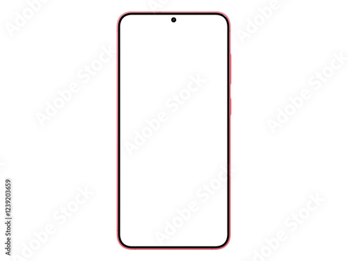 Photo of smartphone similar to android device without background. Coralred color. Template for mockup
 photo